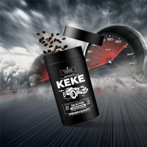 CoffeeGarage.cz - výběrová káva eshop, Speed collection - Keke (150g), Jste fanoušci závodů, závodníků a rychlosti spojené s adrenalinem obecně? Právě pro vás je vhodná edice SPEED. Jaký je váš oblíbený závodník? Originální balení jistě potěší vaše blízké, kteří jsou nezkrotnými fandy celosvětově známých závodníků. Tato edice je kávou pro šampiony. Buďte jím i vy díky chuti naší kávy. Nezapomeňte: někdy je lepší zpomalit tempo a vychutnat si čerstvě vypraženou kávu v klidu.,