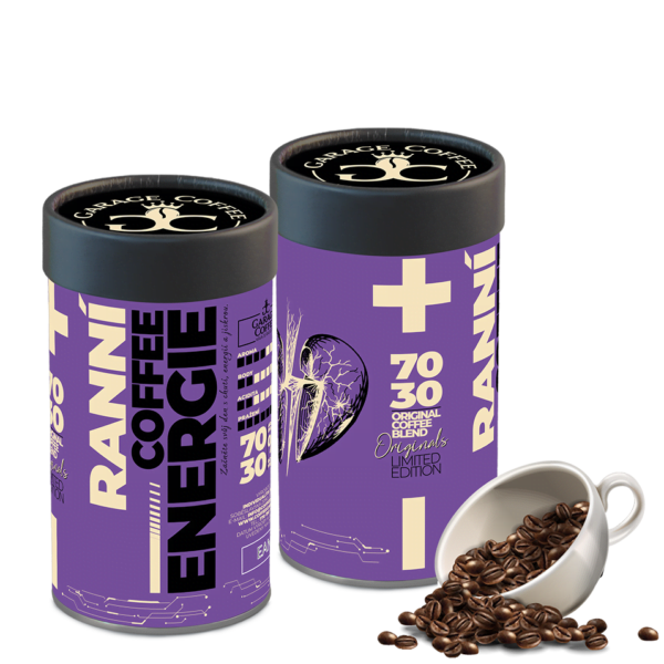 CoffeeGarage.cz - výběrová káva eshop, Energie - Ranní, RANNÍ ENERGIE" - jak se postavit na nohy bez bolesti! Hrnec této kávy je rychlejší než kohoutek s vodou a účinnější než budík. Probudí tělo i duši!, energie